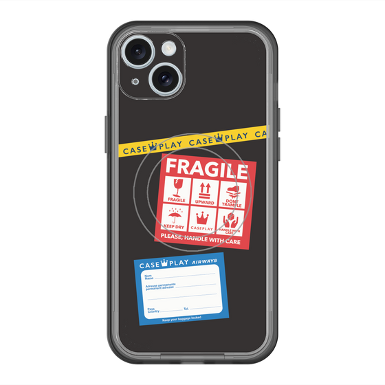 スリムプロテクションプレミアムケース with MagSafe［ FRAGILE Stickers - Black ］