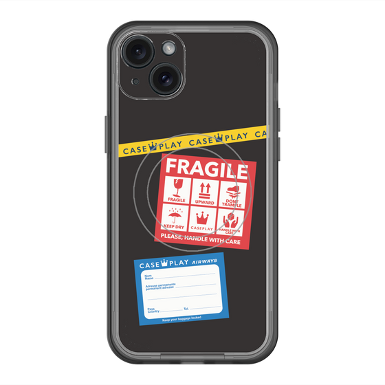 スリムプロテクションプレミアムケース with MagSafe［ FRAGILE Stickers - Black ］