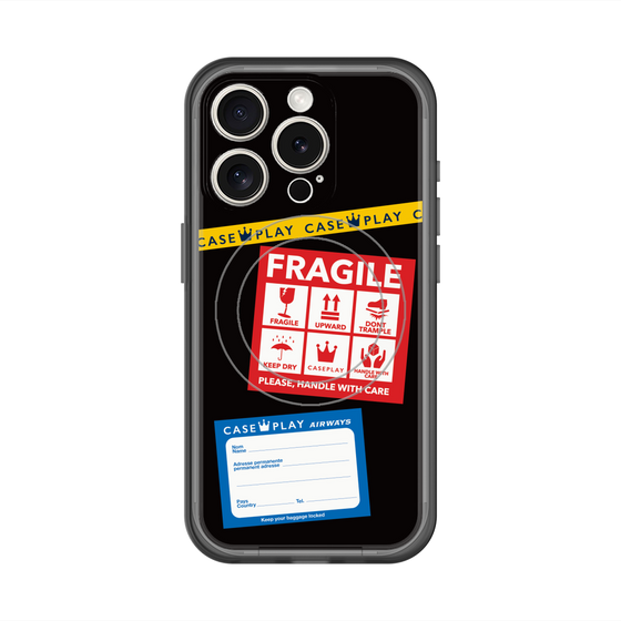 スリムプロテクションプレミアムケース with MagSafe［ FRAGILE Stickers - Black ］