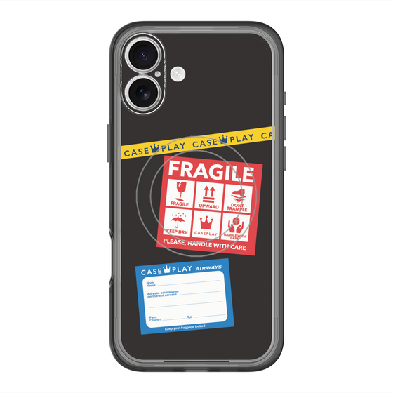 スリムプロテクションプレミアムケース with MagSafe［ FRAGILE Stickers - Black ］