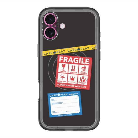 スリムプロテクションプレミアムケース with MagSafe［ FRAGILE Stickers - Black ］