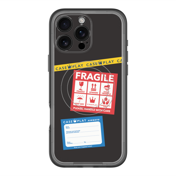 スリムプロテクションプレミアムケース with MagSafe［ FRAGILE Stickers - Black ］
