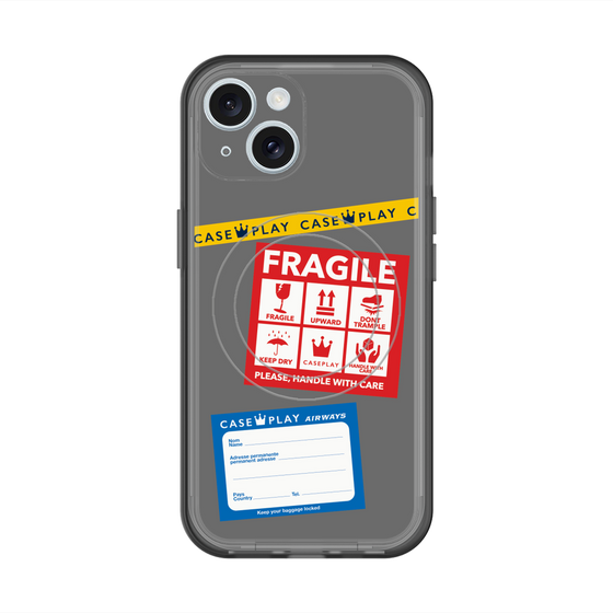 スリムプロテクションプレミアムケース with MagSafe［ FRAGILE Stickers - Gray ］