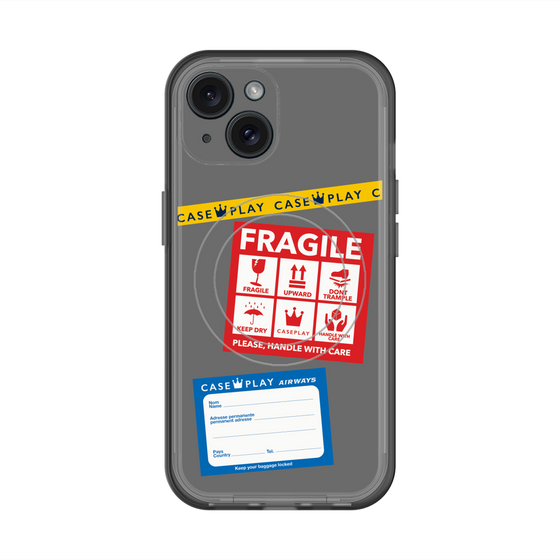 スリムプロテクションプレミアムケース with MagSafe［ FRAGILE Stickers - Gray ］