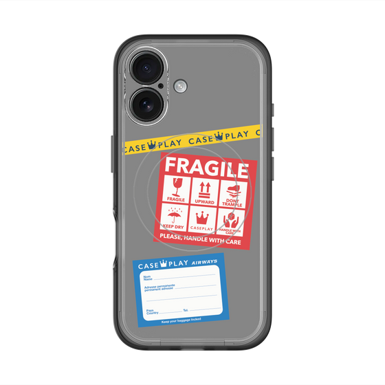 スリムプロテクションプレミアムケース with MagSafe［ FRAGILE Stickers - Gray ］