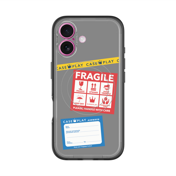 スリムプロテクションプレミアムケース with MagSafe［ FRAGILE Stickers - Gray ］
