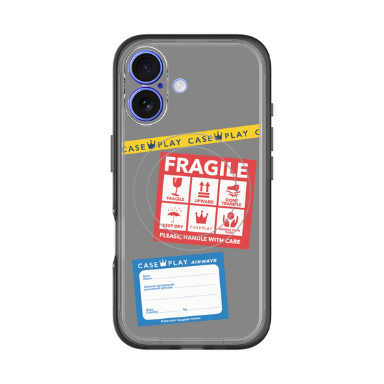 スリムプロテクションプレミアムケース with MagSafe［ FRAGILE Stickers - Gray ］