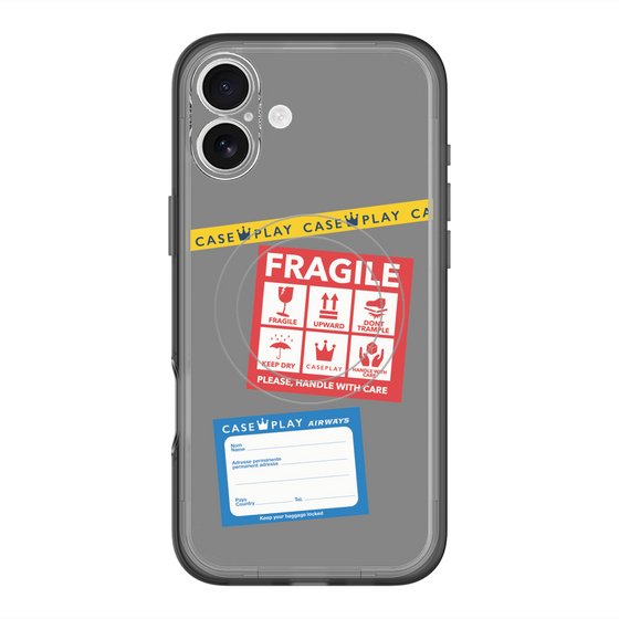 スリムプロテクションプレミアムケース with MagSafe［ FRAGILE Stickers - Gray ］