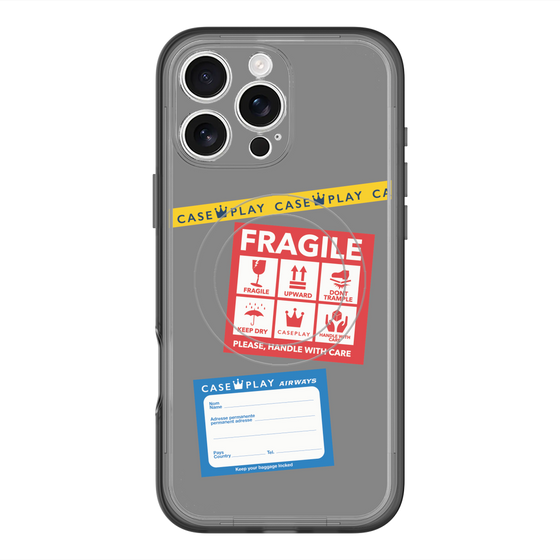 スリムプロテクションプレミアムケース with MagSafe［ FRAGILE Stickers - Gray ］