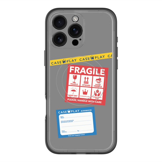 スリムプロテクションプレミアムケース with MagSafe［ FRAGILE Stickers - Gray ］