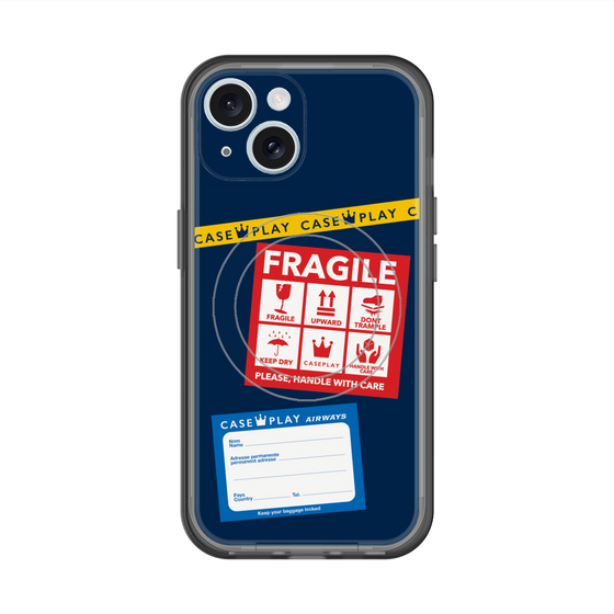 スリムプロテクションプレミアムケース with MagSafe［ FRAGILE Stickers - Navy ］