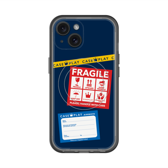 スリムプロテクションプレミアムケース with MagSafe［ FRAGILE Stickers - Navy ］