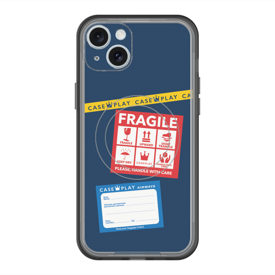 スリムプロテクションプレミアムケース with MagSafe［ FRAGILE Stickers - Navy ］