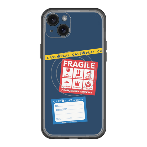 スリムプロテクションプレミアムケース with MagSafe［ FRAGILE Stickers - Navy ］