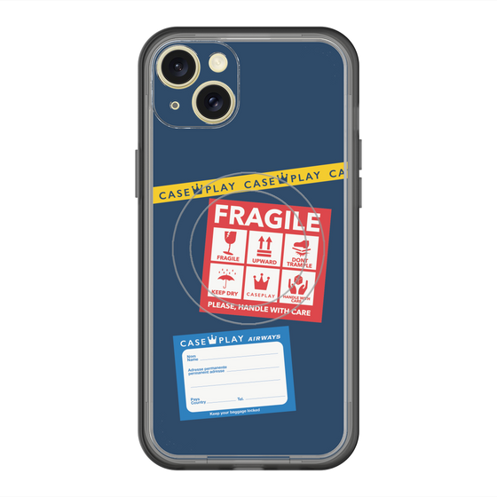 スリムプロテクションプレミアムケース with MagSafe［ FRAGILE Stickers - Navy ］