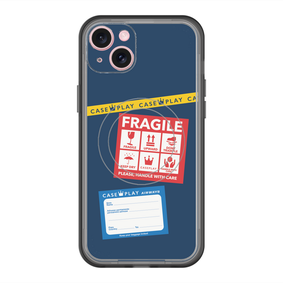 スリムプロテクションプレミアムケース with MagSafe［ FRAGILE Stickers - Navy ］