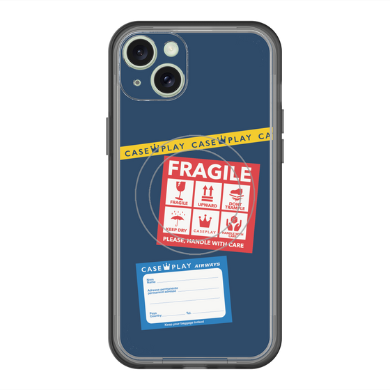 スリムプロテクションプレミアムケース with MagSafe［ FRAGILE Stickers - Navy ］