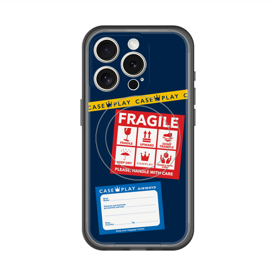 スリムプロテクションプレミアムケース with MagSafe［ FRAGILE Stickers - Navy ］