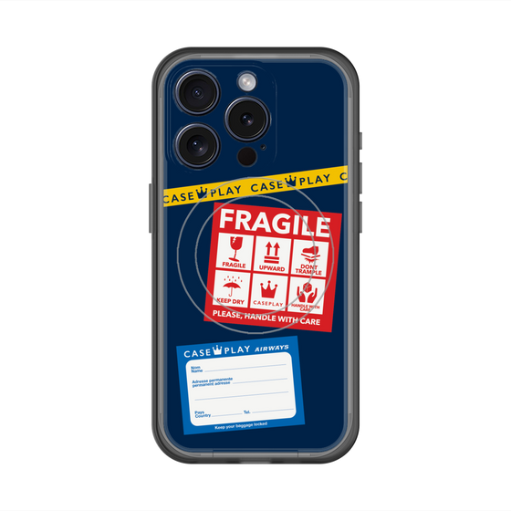 スリムプロテクションプレミアムケース with MagSafe［ FRAGILE Stickers - Navy ］