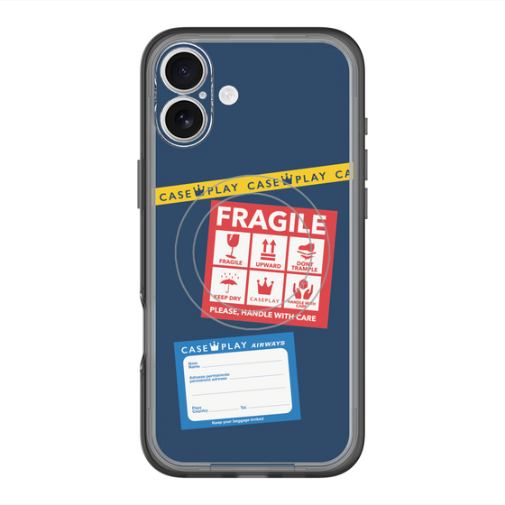 スリムプロテクションプレミアムケース with MagSafe［ FRAGILE Stickers - Navy ］