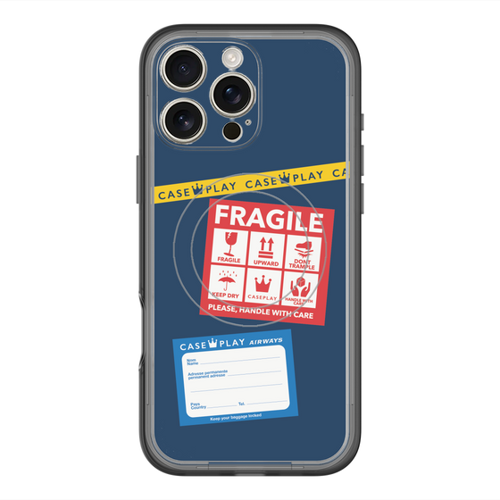 スリムプロテクションプレミアムケース with MagSafe［ FRAGILE Stickers - Navy ］