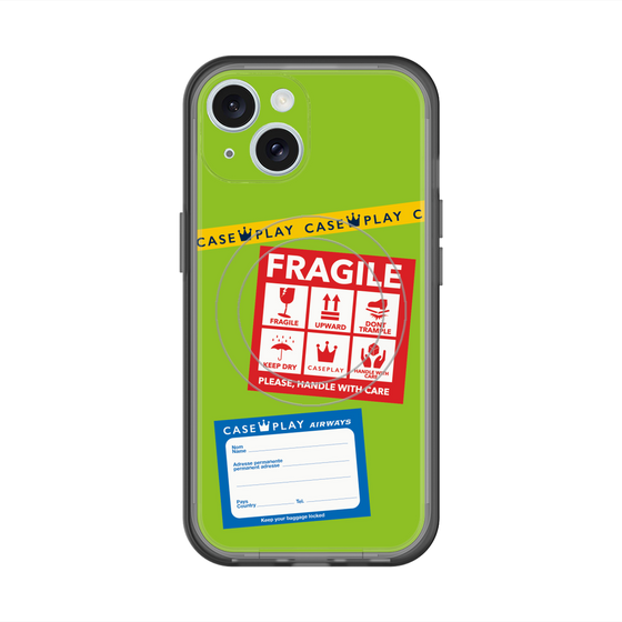 スリムプロテクションプレミアムケース with MagSafe［ FRAGILE Stickers - Green ］