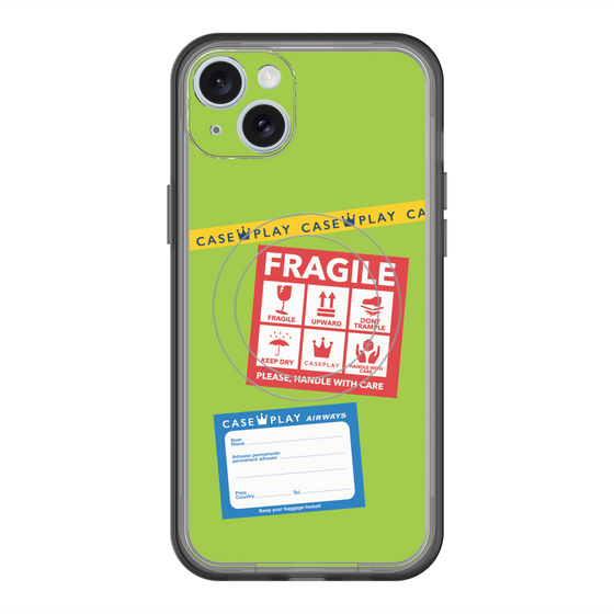 スリムプロテクションプレミアムケース with MagSafe［ FRAGILE Stickers - Green ］