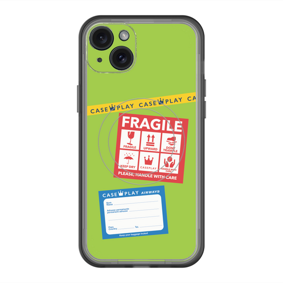 スリムプロテクションプレミアムケース with MagSafe［ FRAGILE Stickers - Green ］