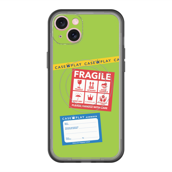スリムプロテクションプレミアムケース with MagSafe［ FRAGILE Stickers - Green ］