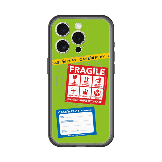 スリムプロテクションプレミアムケース with MagSafe［ FRAGILE Stickers - Green ］