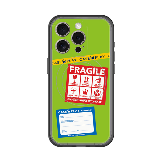 スリムプロテクションプレミアムケース with MagSafe［ FRAGILE Stickers - Green ］