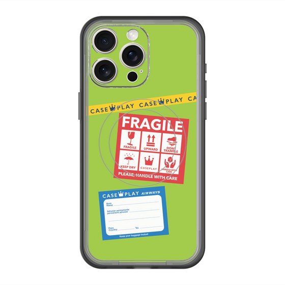 スリムプロテクションプレミアムケース with MagSafe［ FRAGILE Stickers - Green ］