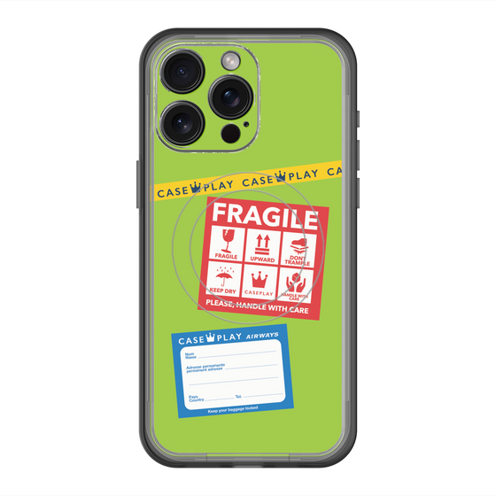 スリムプロテクションプレミアムケース with MagSafe［ FRAGILE Stickers - Green ］