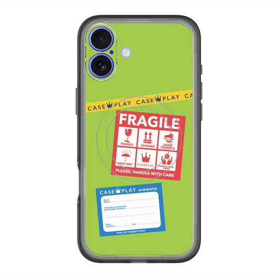 スリムプロテクションプレミアムケース with MagSafe［ FRAGILE Stickers - Green ］