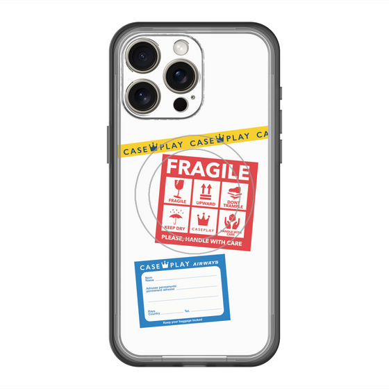 スリムプロテクションプレミアムケース with MagSafe［ FRAGILE Stickers - White ］