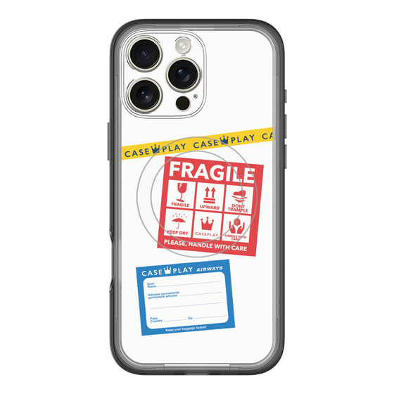 スリムプロテクションプレミアムケース with MagSafe［ FRAGILE Stickers - White ］