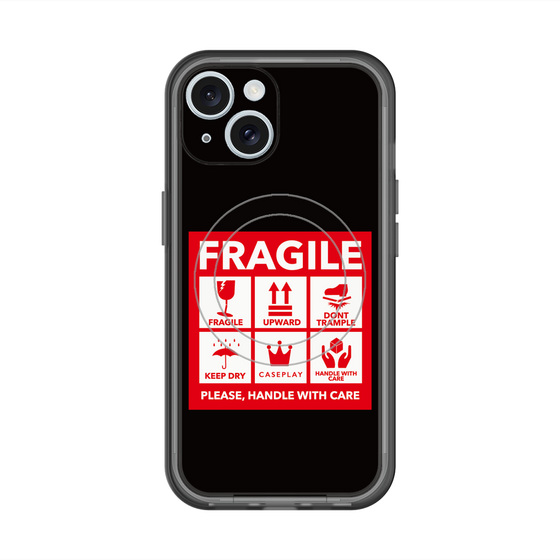 スリムプロテクションプレミアムケース with MagSafe［ FRAGILE Sticker - Black ］