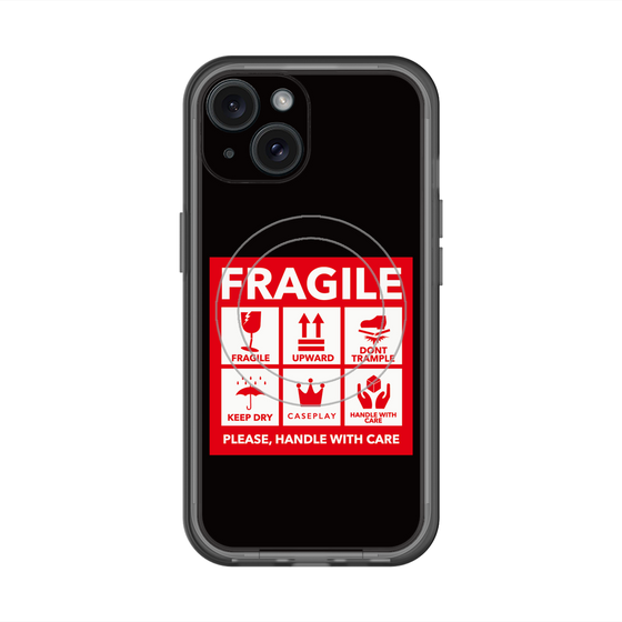 スリムプロテクションプレミアムケース with MagSafe［ FRAGILE Sticker - Black ］