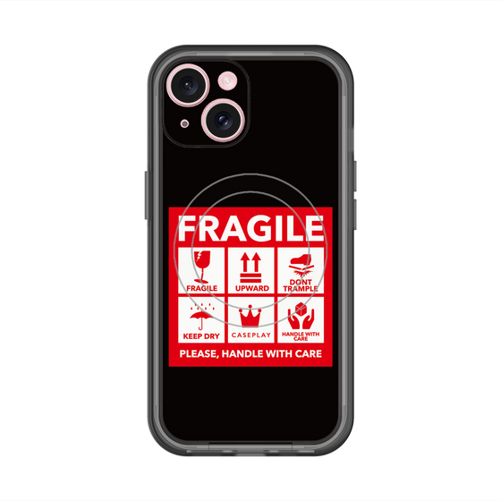 スリムプロテクションプレミアムケース with MagSafe［ FRAGILE Sticker - Black ］