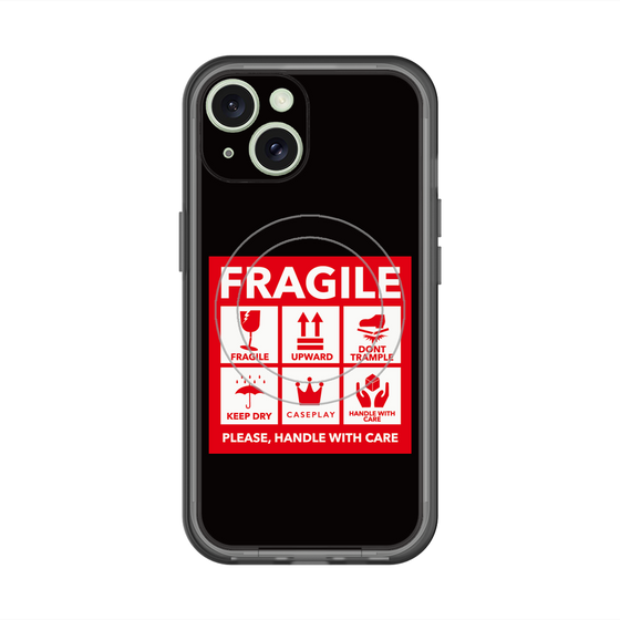 スリムプロテクションプレミアムケース with MagSafe［ FRAGILE Sticker - Black ］
