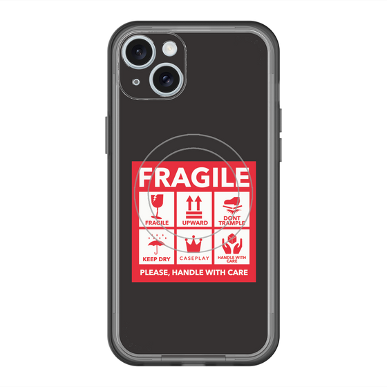 スリムプロテクションプレミアムケース with MagSafe［ FRAGILE Sticker - Black ］