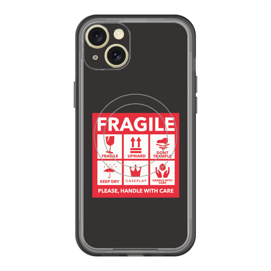 スリムプロテクションプレミアムケース with MagSafe［ FRAGILE Sticker - Black ］