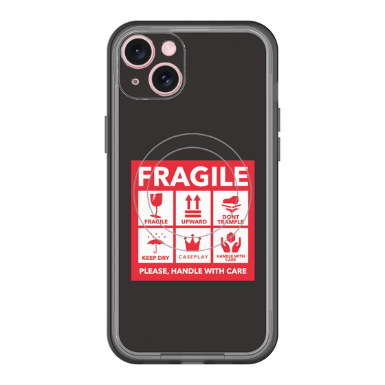 スリムプロテクションプレミアムケース with MagSafe［ FRAGILE Sticker - Black ］