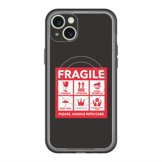 スリムプロテクションプレミアムケース with MagSafe［ FRAGILE Sticker - Black ］