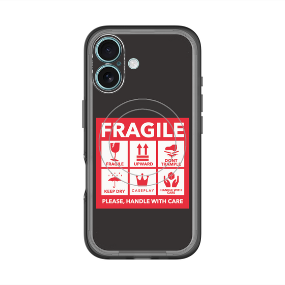 スリムプロテクションプレミアムケース with MagSafe［ FRAGILE Sticker - Black ］