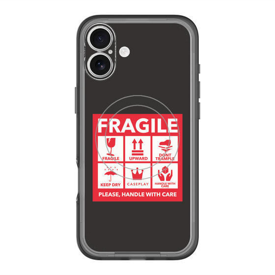スリムプロテクションプレミアムケース with MagSafe［ FRAGILE Sticker - Black ］