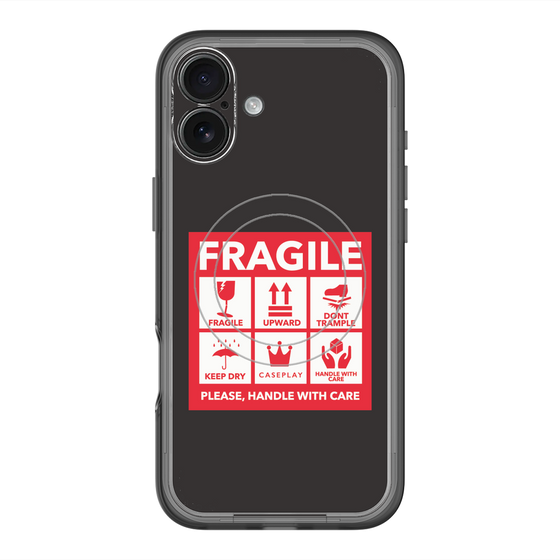 スリムプロテクションプレミアムケース with MagSafe［ FRAGILE Sticker - Black ］