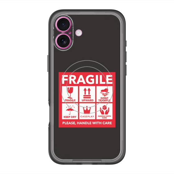 スリムプロテクションプレミアムケース with MagSafe［ FRAGILE Sticker - Black ］