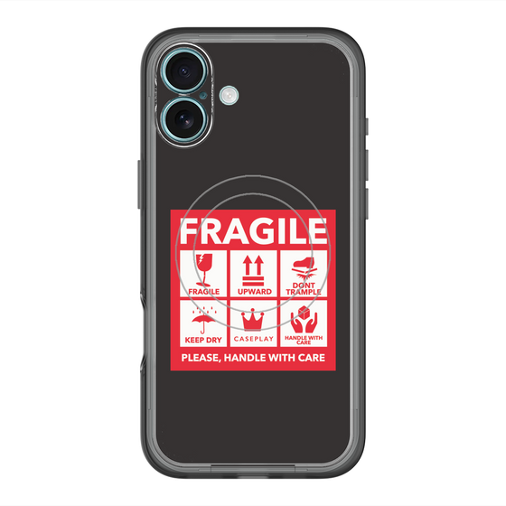スリムプロテクションプレミアムケース with MagSafe［ FRAGILE Sticker - Black ］