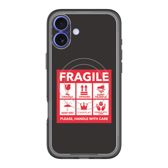 スリムプロテクションプレミアムケース with MagSafe［ FRAGILE Sticker - Black ］